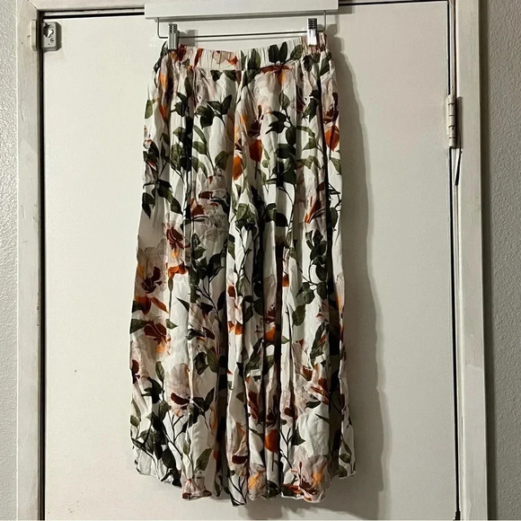 Coco Cabana Cabaña Floral Wide Leg Palazzo Cropped Pants Pull On Vacation Resort - Picture 5 of 10